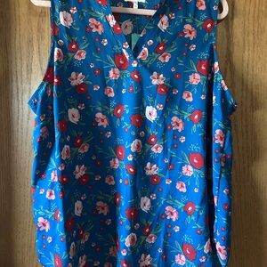 Maurices Blue Floral Sleeveless Blouse